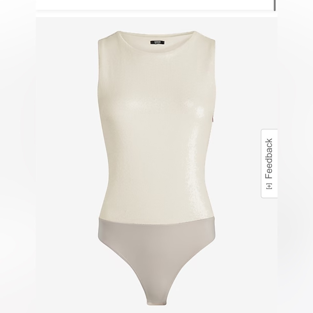 Express Body Contour Sequin Crew Neck Bodysuit